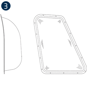 Crew Bubble Window Lt. Gray, R/H
